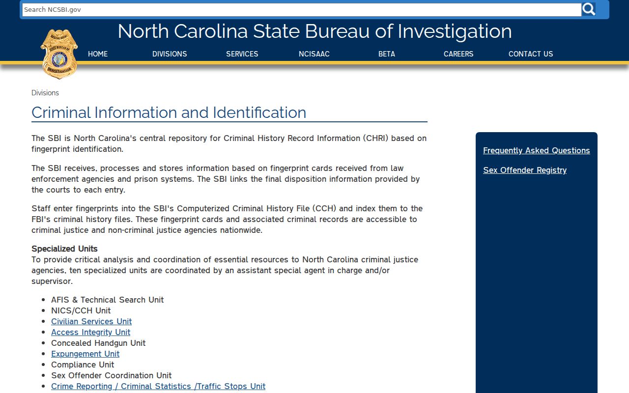 Richmond County arrest fingerprint record flow to NCSBI