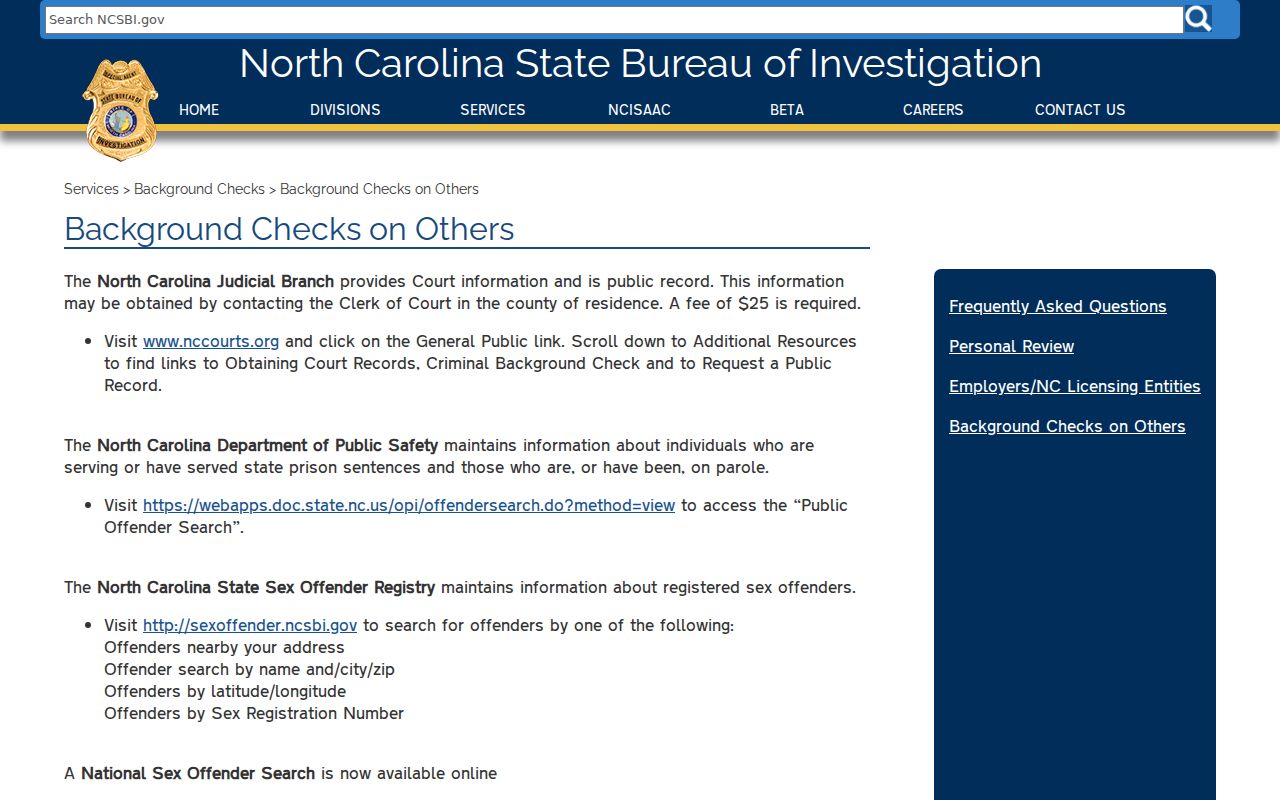 Richmond County arrest record access alternatives from NCSBI
